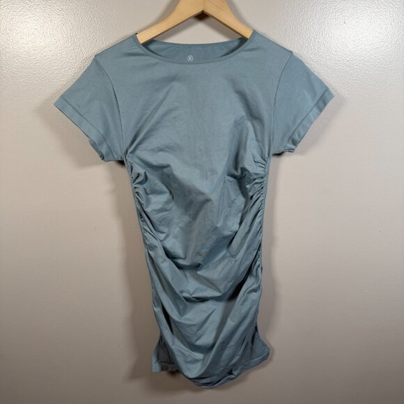 Blanqi Everyday Maternity Cap Sleeve Maternity Dress Size M/L Blue Crew Neck - Picture 2 of 8